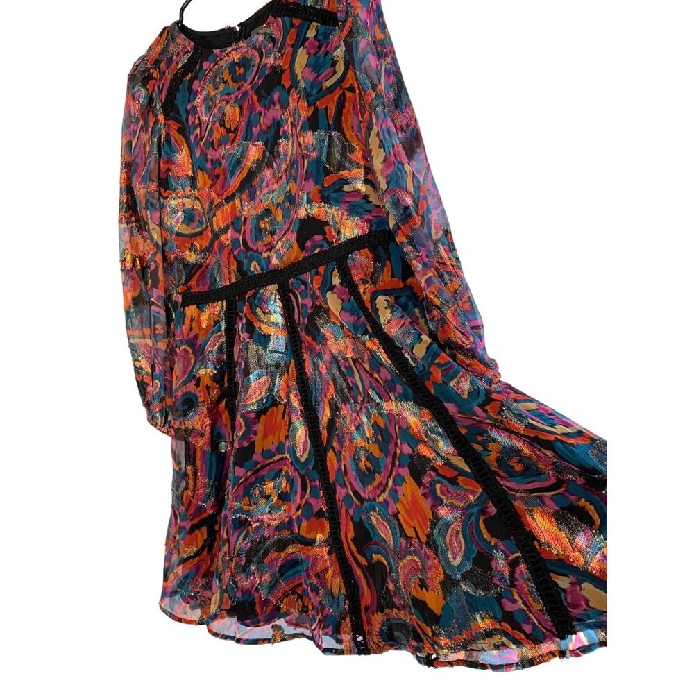 Vince Camuto Multicolor Long Sleeve Dress Size 4 Above Knee $168.00 Metalic